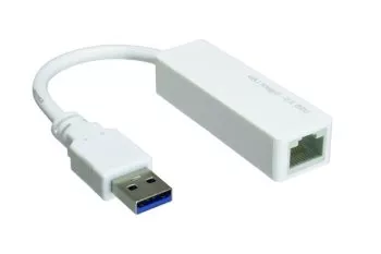 Adaptador USB 3.0 (2.0) para Gbit LAN para MAC e PC Ficha USB 3.0 A para tomada RJ45, branco